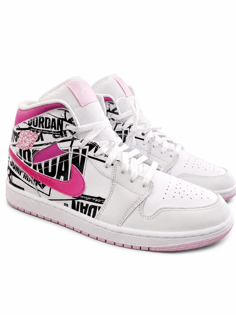 Jordan Mid-Top Sneakers in White and Pink